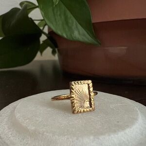 Daisy London Estee Lalonde Rising Sun Frame Ring 18ct Gold